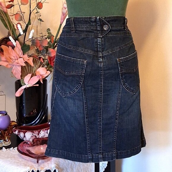 Preowned Sandwich Blue Denim Skirt Chic Knee Length Jean Skirts Tag Size 38 - Picture 6 of 8